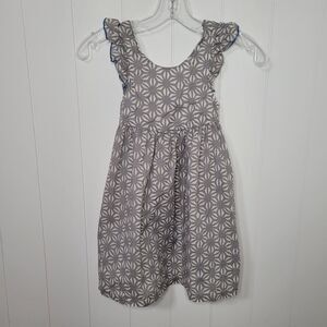 Pink Chicken Dress Girls Size 5 Gray White Ruffled Sleeve Summer